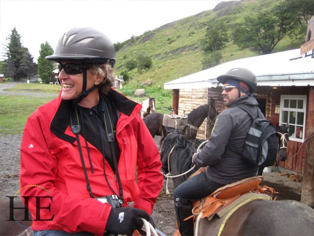 Jim and Fabian on horses in Chile with HE Travel
