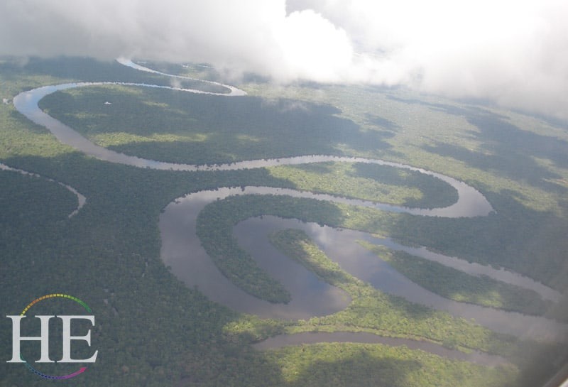 aerial view of amazon rainforest near iquitos peru