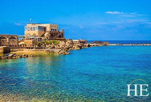 turquoise waters of caesarea on the HE Travel Israel gay cultural tour