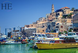 colorful boats at Jaffa Port on the HE Travel Israel gay cultural tour
