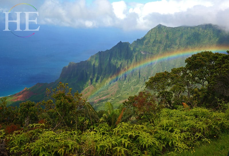 Kalilau overlook Na Pali coast on Kauai Hawaii with HE Travel gay adventure tour