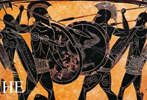Greek pottery battle scene on the HE Travel gay greek tour