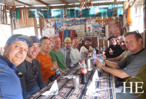 our group at small peruvian restaurant on the HE Travel gay Inca Trail tour