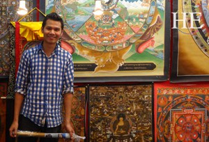 a local artist in Kathmandu, before our HE Travel gay tour to India