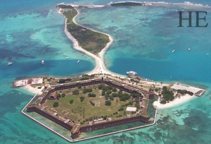 aerial view of the dry tortugas on the HE Travel gay key west adventure tour