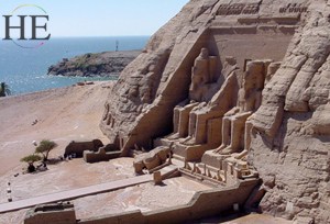 abu simbel with water view on the HE Travel gay Egypt Nile cultural tour