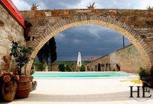 the pool and a storm on the HE Travel Puglia italy gay bike tour