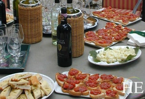 wine and bruschetta on the HE Travel gay hiking tour in Tuscany Italy