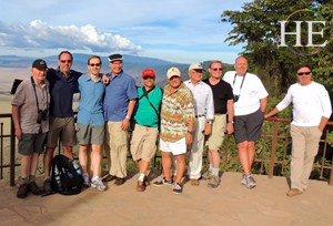 our group overlooking ngorongoro crater during HE Travel Gay safari in Tanzania Africa.