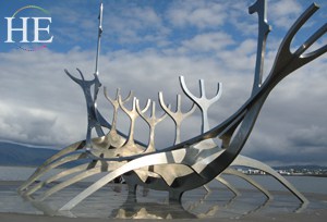 Viking ship sculpture in iceland on the HE Travel gay adventure