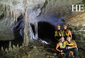 inside the cave on the HE Travel gay New Zealand adventure tour