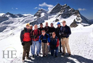 hikers at Jungfraujoch in the Swiss Alps on the HE travel gay Switzerland hiking tour near Grindelwald