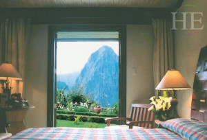 a stunning hotel window view on the HE Travel gay luxury tour to Machu Picchu