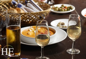 wine and appetizers on the HE Travel gay biking tour of Spain
