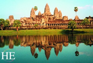 reflections of angkor wat on the HE Travel gay cultural tour of cambodia