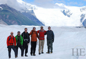really good looking group of guys at root glacier on the HE Travel gay Alaska adventure tour