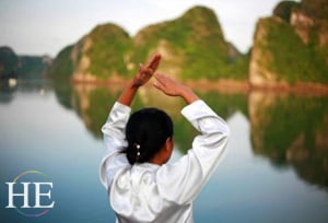 tai chi on halong bay on the HE Travel gay cultural tour of vietnam