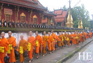 monks in luang prabang on the HE Travel gay cultural tour of laos