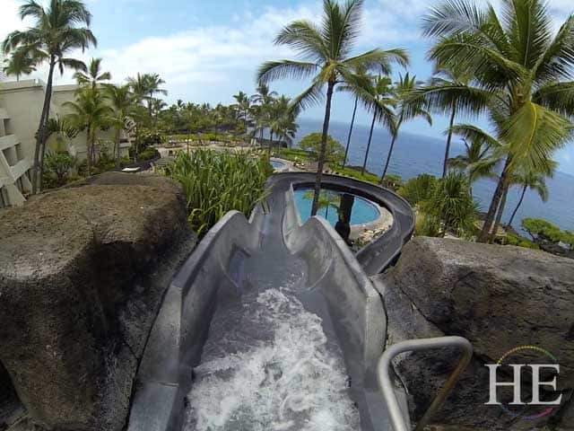 sheraton waterslide on the Big Island of Hawaii with HE Travel