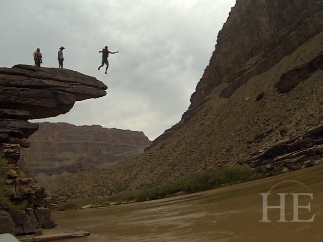 cliff jumping on the HE Travel gay trip to the Grand Canyon