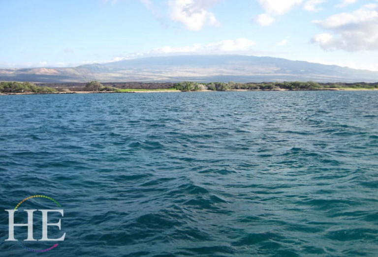 volcano hualali from boat cruise Big Island Hawaii with HE travel