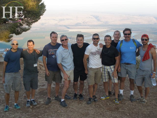 group of men overlooking hula valley on the HE Travel gay adventure in Israel