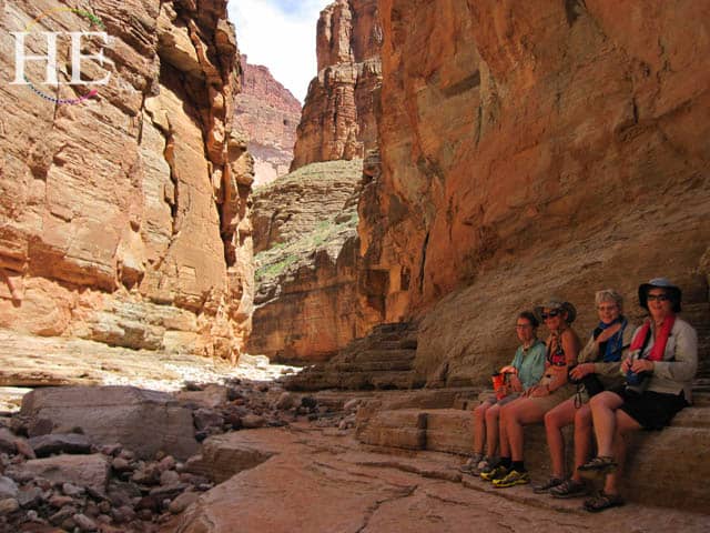 women hike up National Canyon - HE travel gay grand canyon adventure