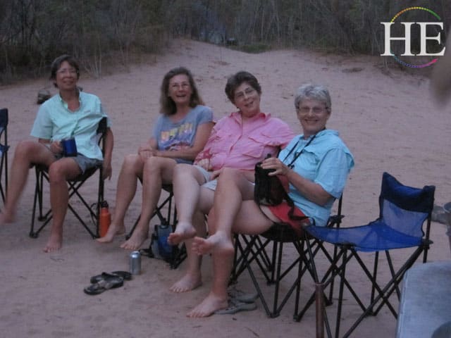 sitting around chatting in the evenings on the HE travel gay grand canyon adventure
