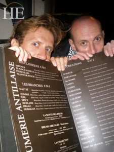 hiding behind the menu on the HE Travel gay bike tour in France