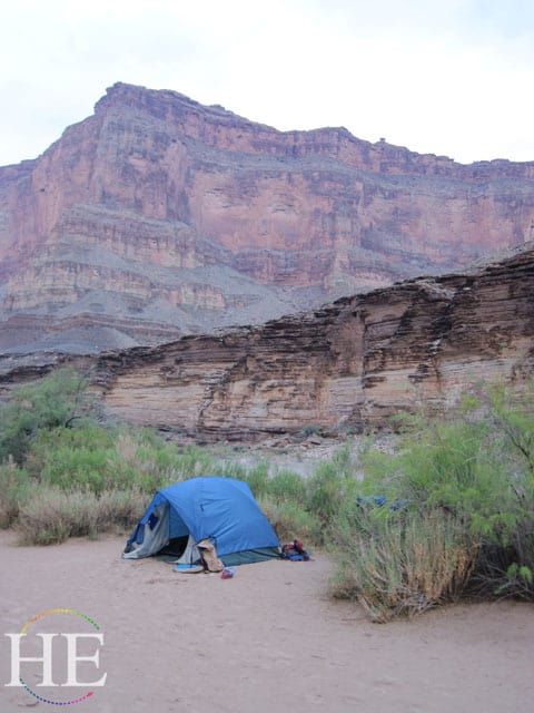 A nice camp spot on the HE Travel gay grand canyon rafting trip