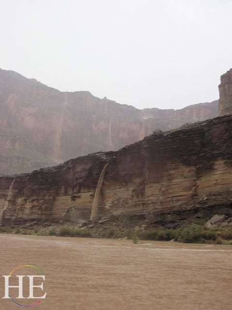 muddy waterfalls form on the HE Travel gay grand canyon rafting trip
