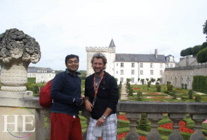 colorful garden at villandry on the HE Travel gay bike tour in France