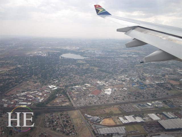 Flight over johannesburg south africa