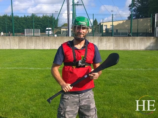 Zachary Moses dressed in Hurling gear for Gaelic Games in Ireland