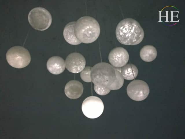 ceiling lights in Lutheran ice church in sweden on gay press tour