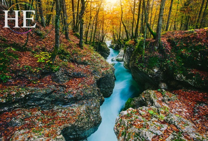 a creek in triglav national park on the HE Travel gay bike tour in Slovenia