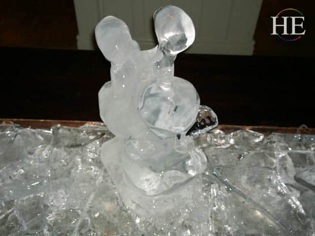 Zachary's inappropriate ice sculpture on display at the ice hotel
