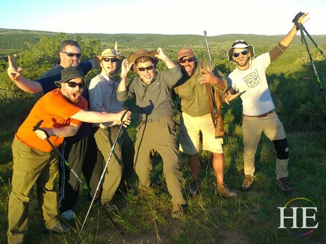 he travel group poses before they begin a walking safari in south africa