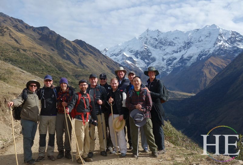 our group hiking to machu picchu on the HE Travel gay Inca Trail tour