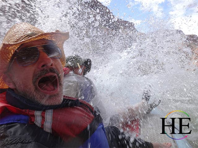 white water splashing on the HE Travel gay adventure Grand Canyon