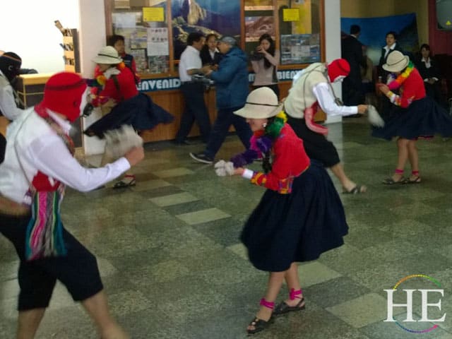 native dancers in cusco airport