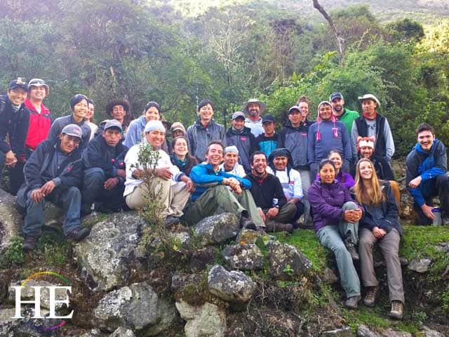group at the cloud forest camp on salkantay inca trail peru