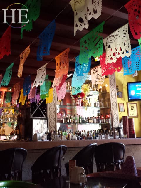 bright flags in restaurant on the Gay Mexico trip with HE Travel
