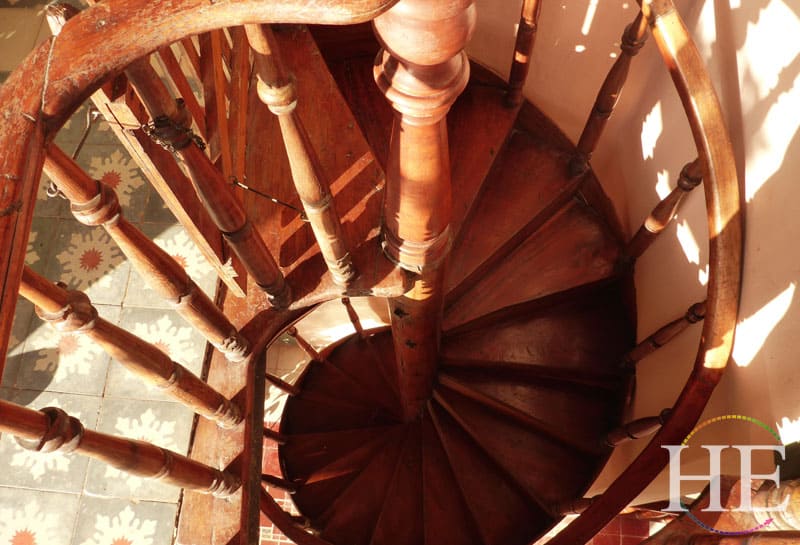 spiral staircase at the hacienda on the Gay Mexico trip with HE Travel