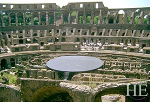 inside view of the roman colosseum in rome italy