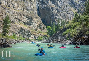 kayaking the salmon river on the HE Travel gay rafting whitewater adventure in Idaho