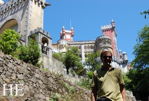 architecture and a smiling guest on the HE Travel Gay Portugal Cycling Tour