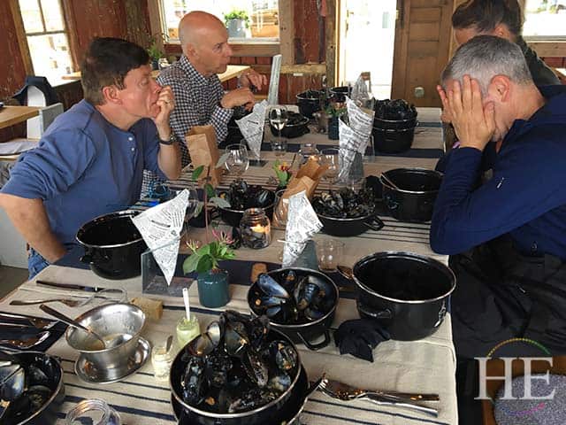 a food coma after a steamed swedish mussel lunch at musselbaren in west sweden