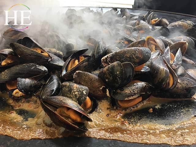 juicy fresh steamed mussels and broth in west sweden