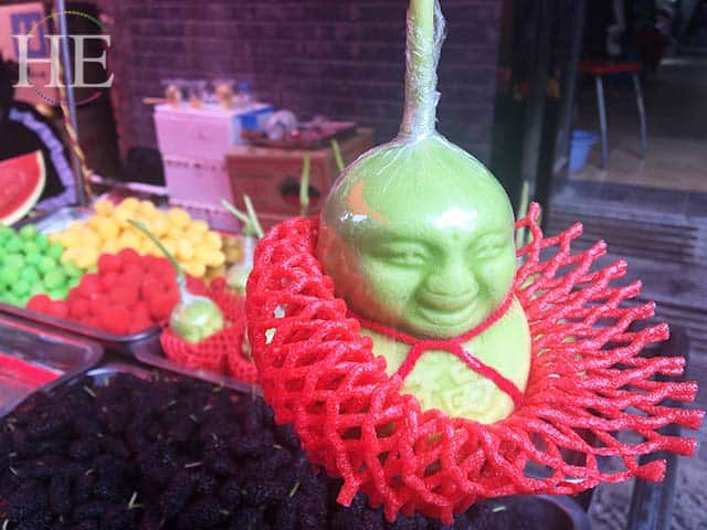 carved buddha fruit in the old city of luoyang china